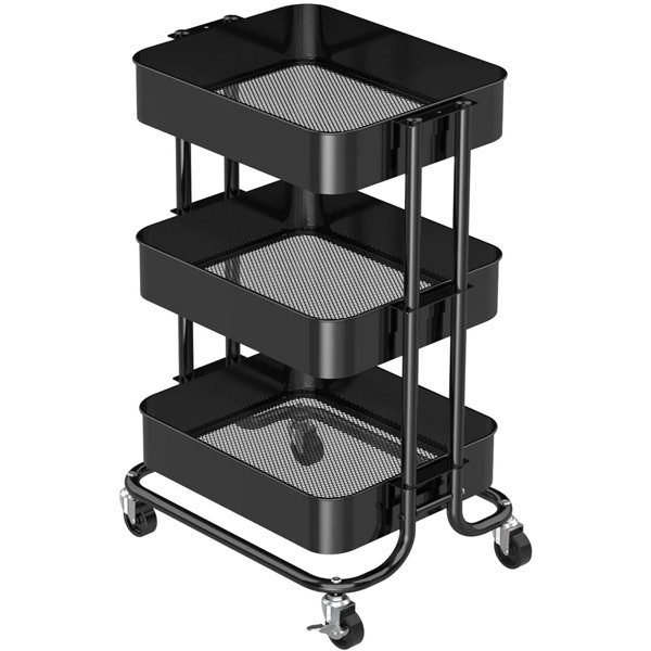 Myfuncorp 3tier Metal Rolling Utility Cart, Heavyduty Storage Cart